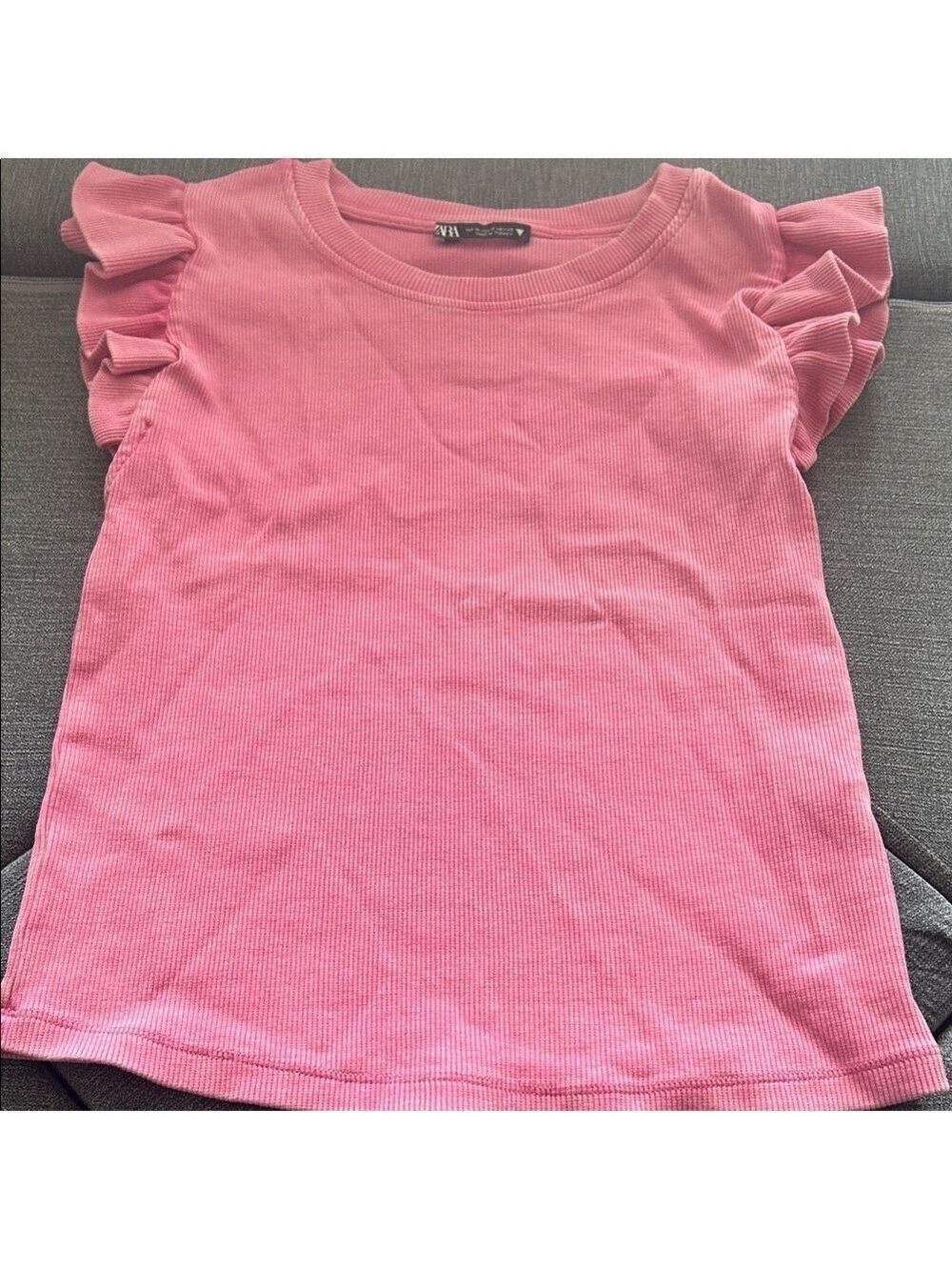 Zara TRF Pink Washed Effect Ruffled Top Medium